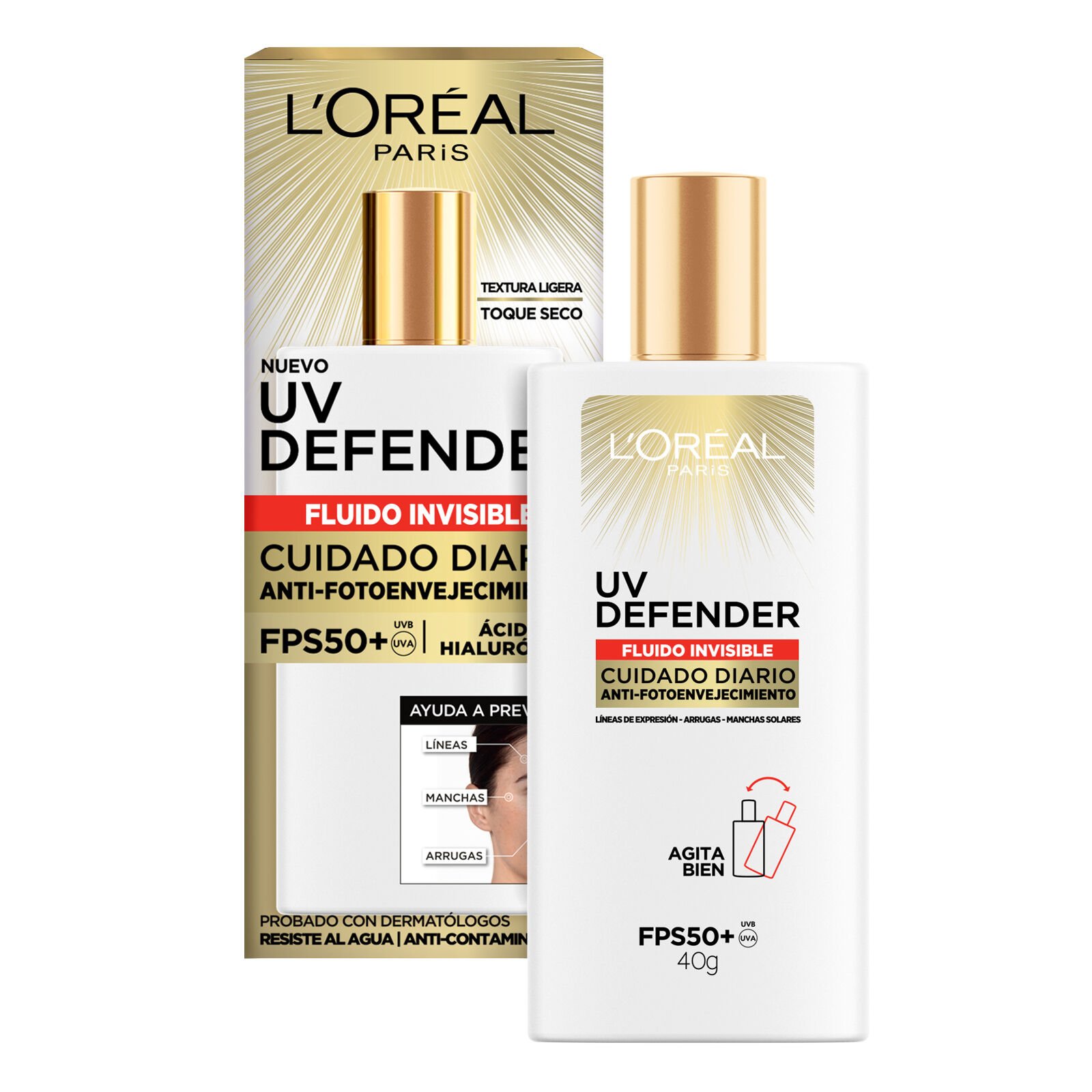 L'Or&eacute;al Paris protector UV defender fluido sin color  35346