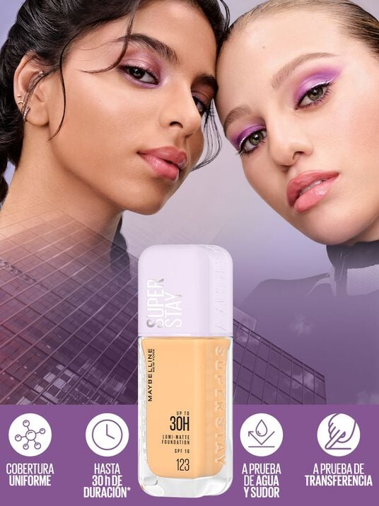 Maybelline maquillaje l&iacute;quido super stay lumi matte 22024, 123 AS X, hi-res