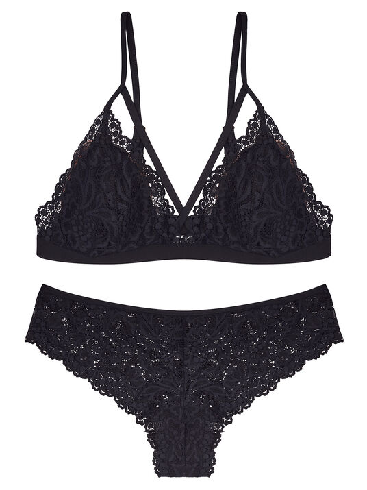 Conjunto de bralette y panty 93015, NEGRO, hi-res