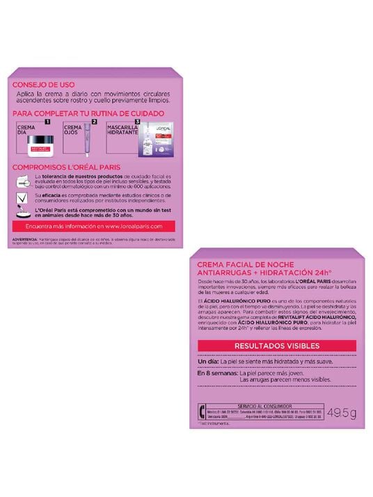L'Or&eacute;al Paris crema de noche revitalift &aacute;cido hialur&oacute;nico 35273, &Uacute;NICO, hi-res