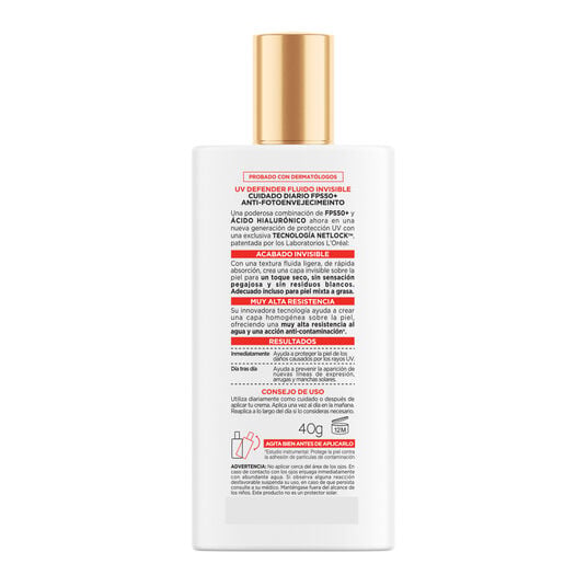 L'Or&eacute;al Paris protector UV defender fluido sin color  35346, &Uacute;NICO, hi-res