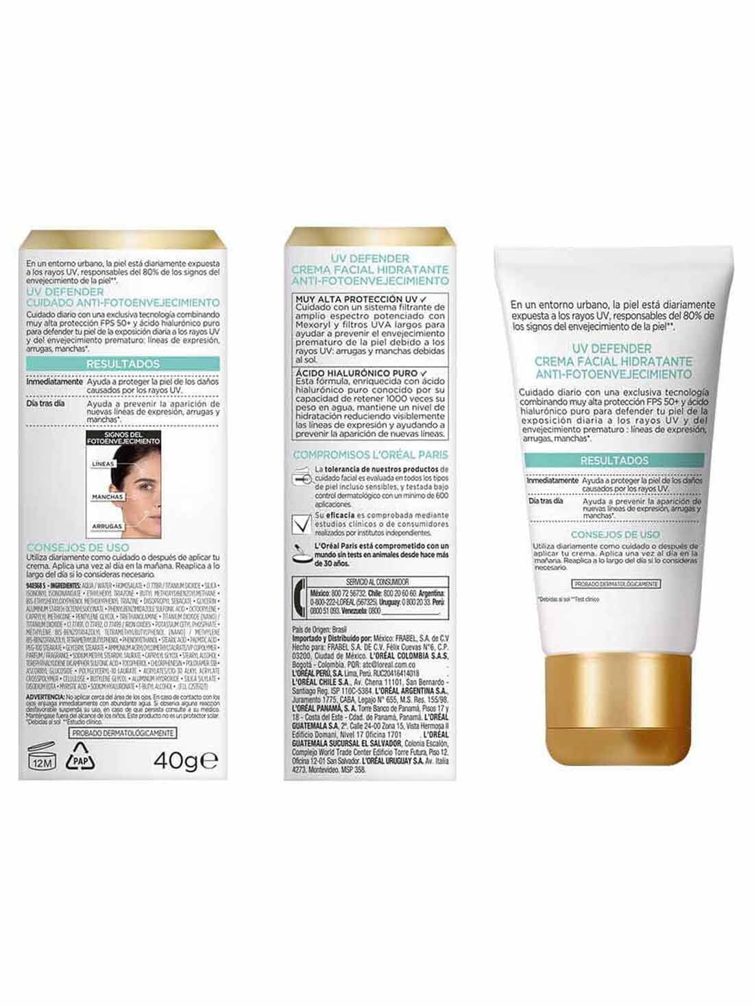 L'Or&eacute;al Paris protector UV defender FPS 50+ anti brillo tono medio  35323