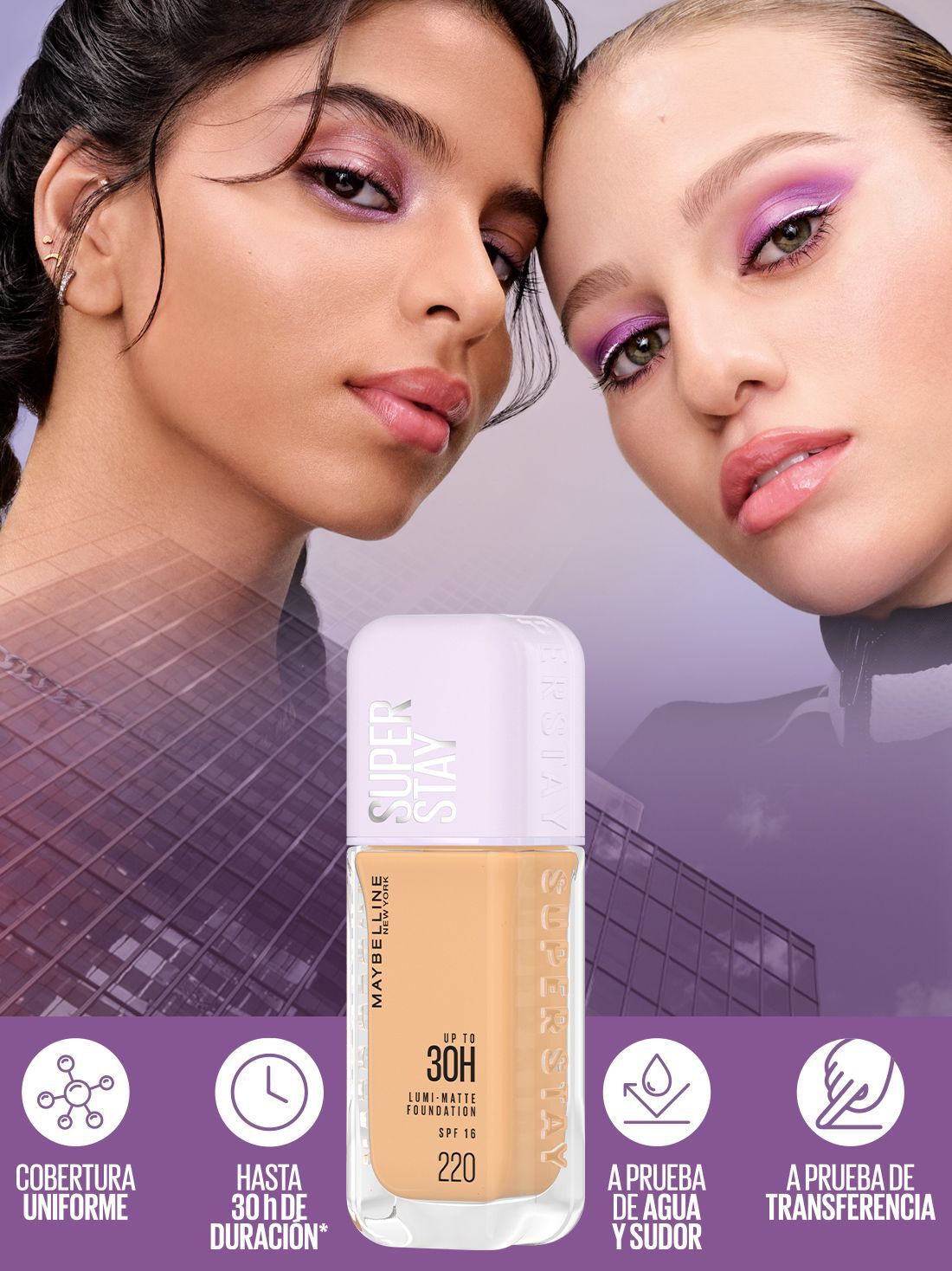 Maybelline maquillaje l&iacute;quido super stay lumi matte 22024