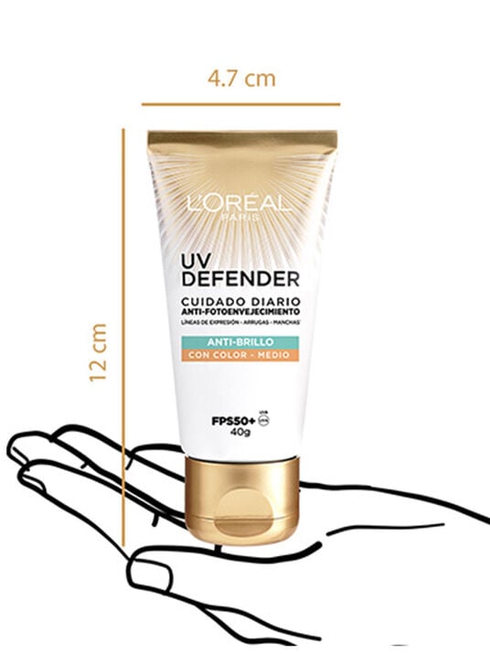 L'Or&eacute;al Paris protector UV defender FPS 50+ anti brillo tono medio  35323, &Uacute;NICO, hi-res