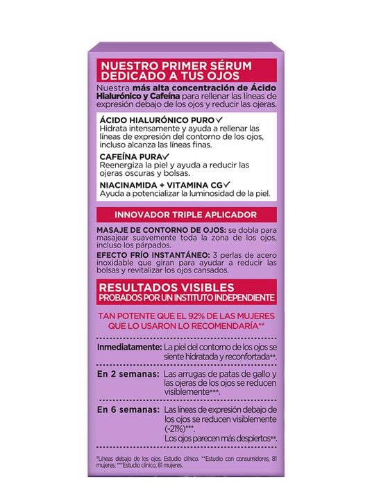 L'Or&eacute;al Paris s&eacute;rum de ojos revitalift &aacute;cido hialur&oacute;nico 27012, &Uacute;NICO, hi-res