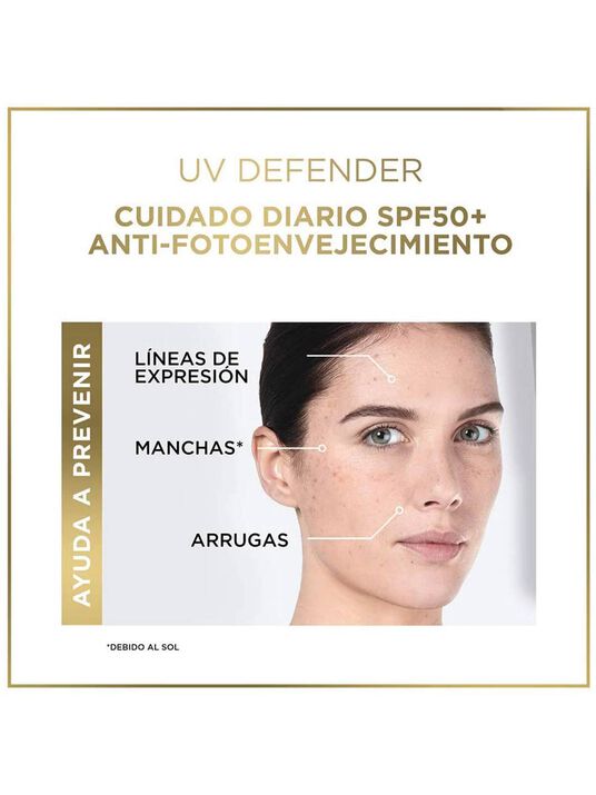 L'Or&eacute;al Paris protector UV defender FPS 50+ anti brillo tono medio  35323, &Uacute;NICO, hi-res